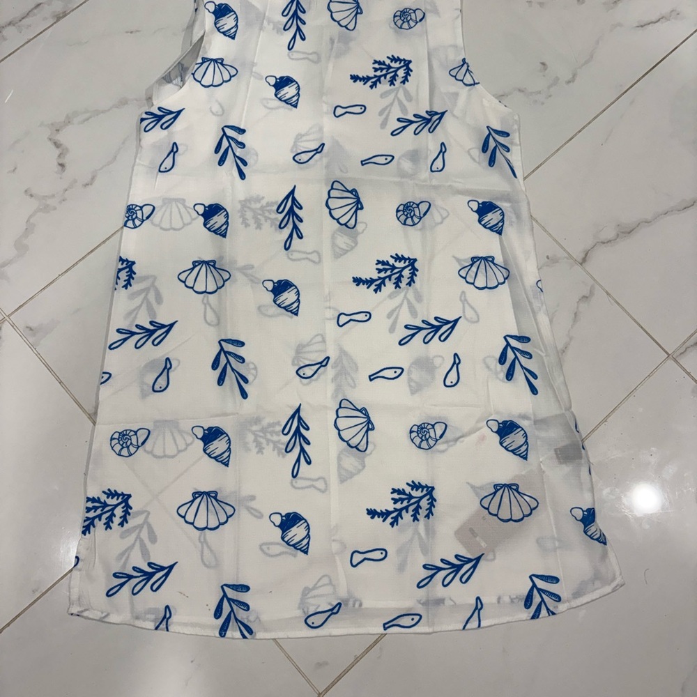 Blue and White Seashell Print Women's Swim Cover-Up